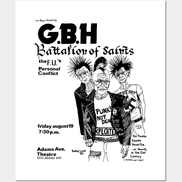 G.B.H. / Battalion of Saints / The F.U.s / Personal Conflict Punk Flyer Wall Art by Punk Flyer Archive